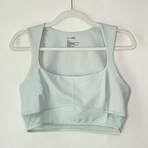 Le Ore Sky Blue Mesh Cropped Yoga Bra Top Large Activewear Athleisure #FF